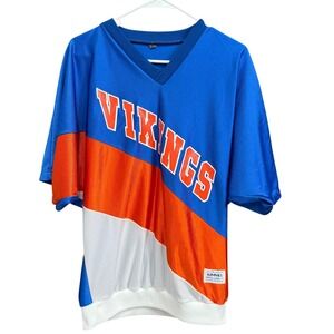 Vikings Colorblock V Neck T Shirt‎ Jersey Style L Blue Orange White